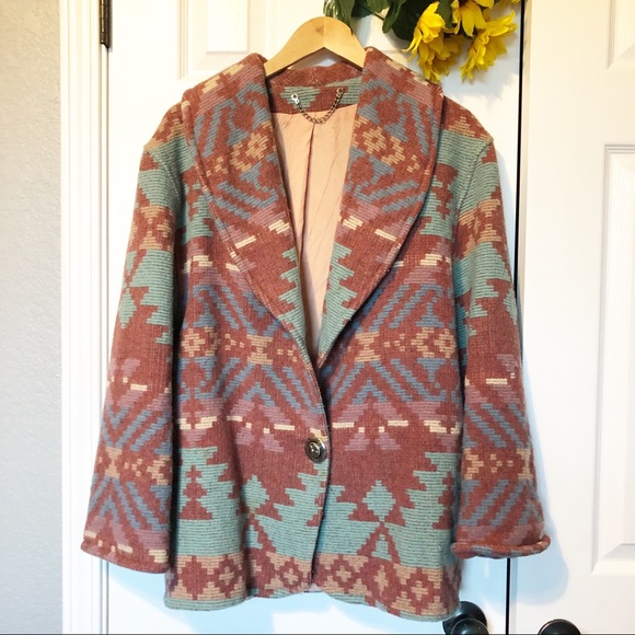 Jackets & Blazers - Vintage Southwest Aztec Single Breasted Coat